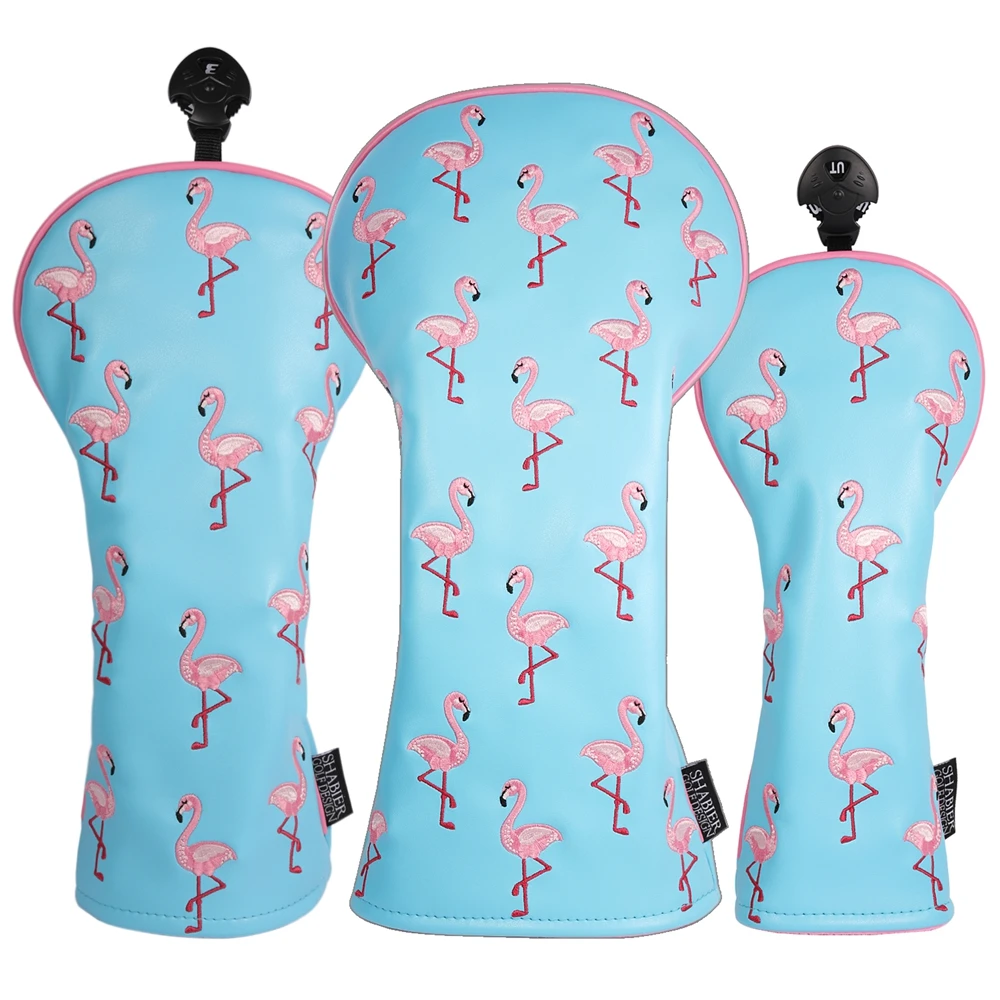 Golf Driver - Blue Flamingo Embroidered Golf Club Headcover,