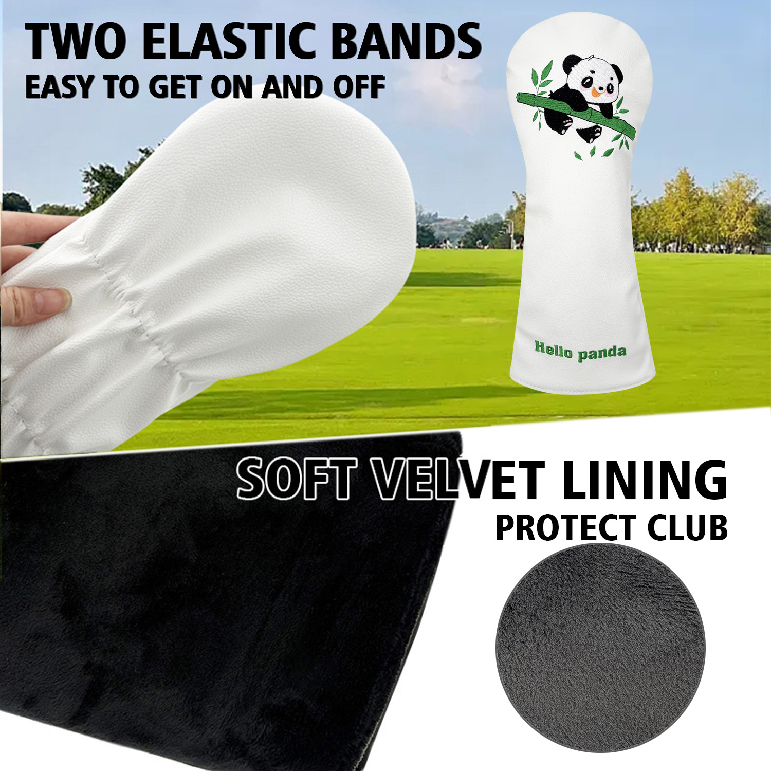Vintage PU Leather Cute Panda  - Golf Driver ulasan dan harga